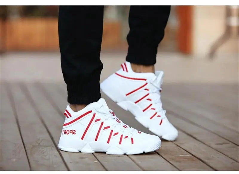 Large Size PU Leather Men's Running Shoes Men's White Sports Shoes Women Sport Shoes for Men Sneakers Red Basket Walk GME-0105