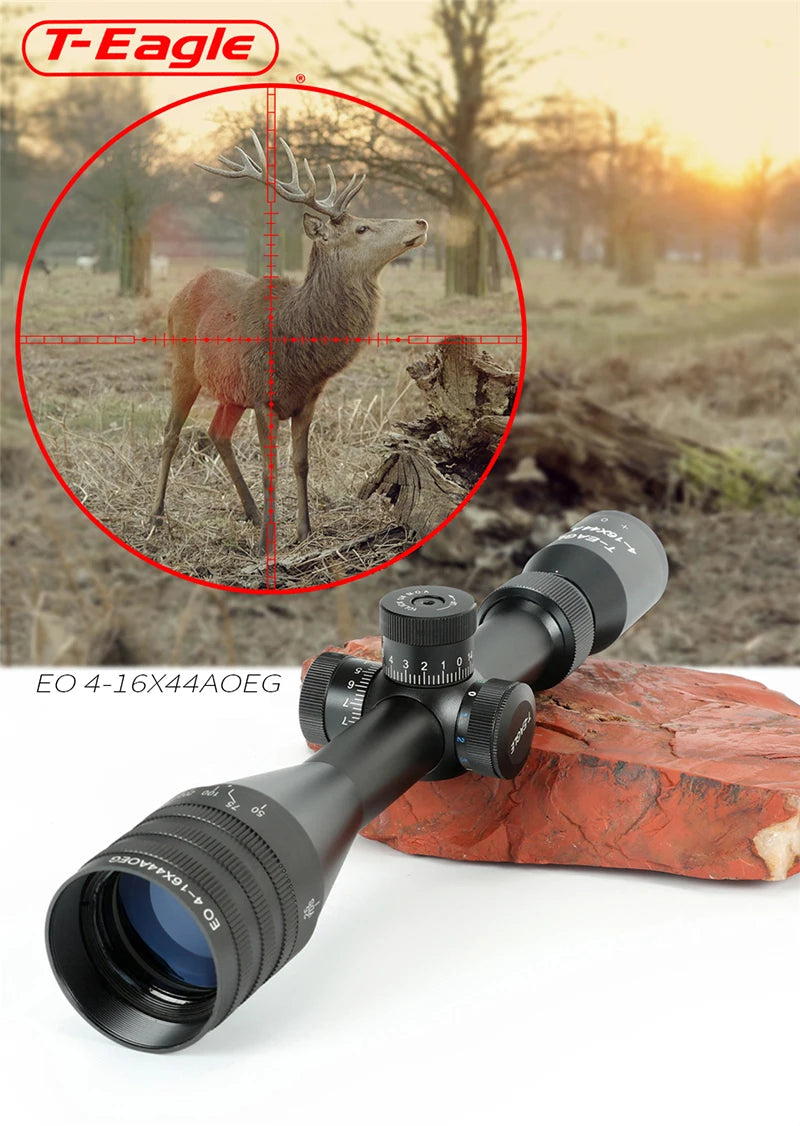 Tactical Riflescope Spotting Scope for Rifle Hunting Optical Collimator Gun Sight  Red Green Blue Illumination  EO 4-16X44AOEG