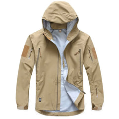 Outdoor Waterproof Hard Shell Jacket Men Camouflage Hooded Hardshell Thin Pressure Glue Windbreaker Coat Tops