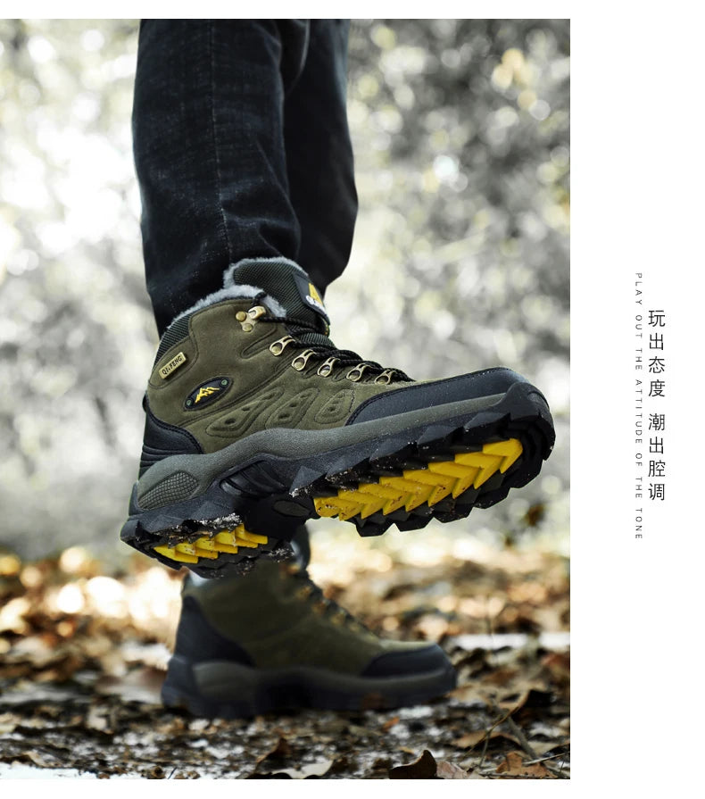 Large Size 48 Hiking Boots Men Summer Winter Outdoor Warm Fur Non Slip Fashion Women Footwear Boys Outdoor Work Ankle Boot Fall