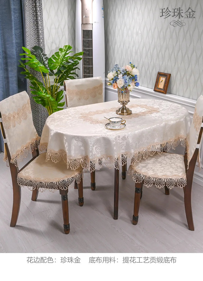 Oval Table Cloth White Embroidered Fold Tea Table Juppe Dining Table Cover Tablecloth Table Home Lace Art Dust Cover Chair Cover