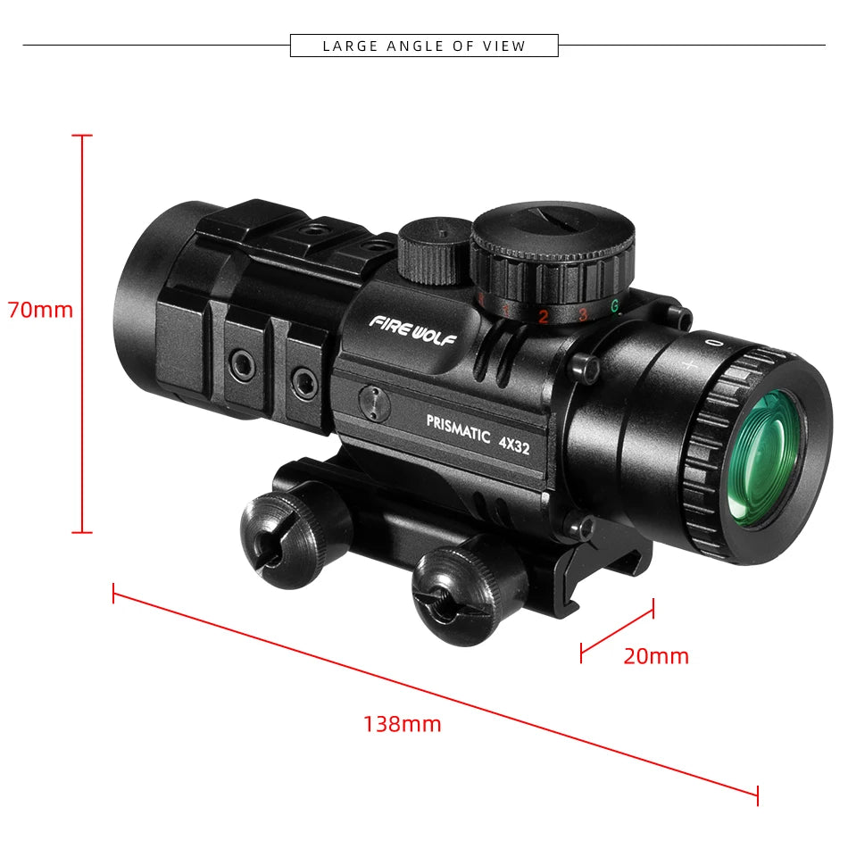 Fire Wolf 4X32 Hunting Optical sight tactical Rifle Scope Green red dot light Rifle tips cross Spotting scope for rifle hunting