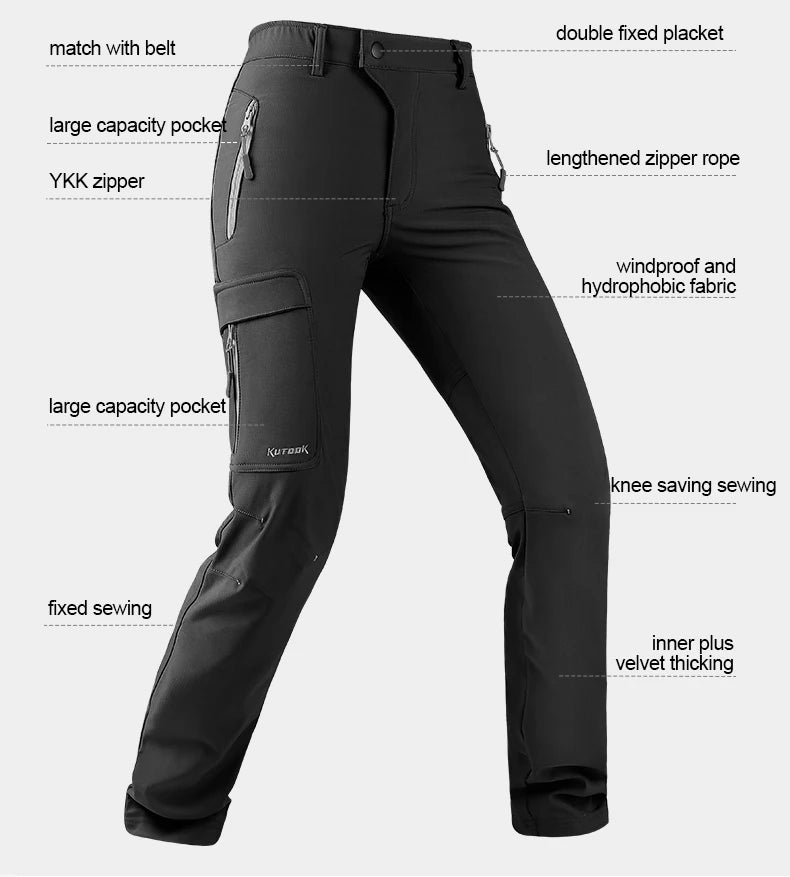 KUTOOK Women‘s Trekking Pants Waterproof Outdoor Camping Hiking Pants Softshell Trousers Cargo Pants for Women Hiking Clothing