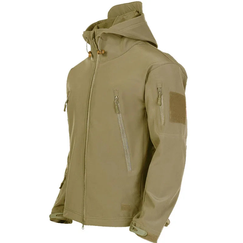 Autumn and Winter Men's Tactical Jacket Waterproof Fleece Soft Shell Men's Outdoor Sports Windproof Jacket