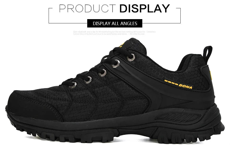 BONA New Designers Popular Hiking Shoes Man Nubuck Leather Mesh Outdoor Men Sneakers Climbing Shoes Men Sport Shoes Trendy