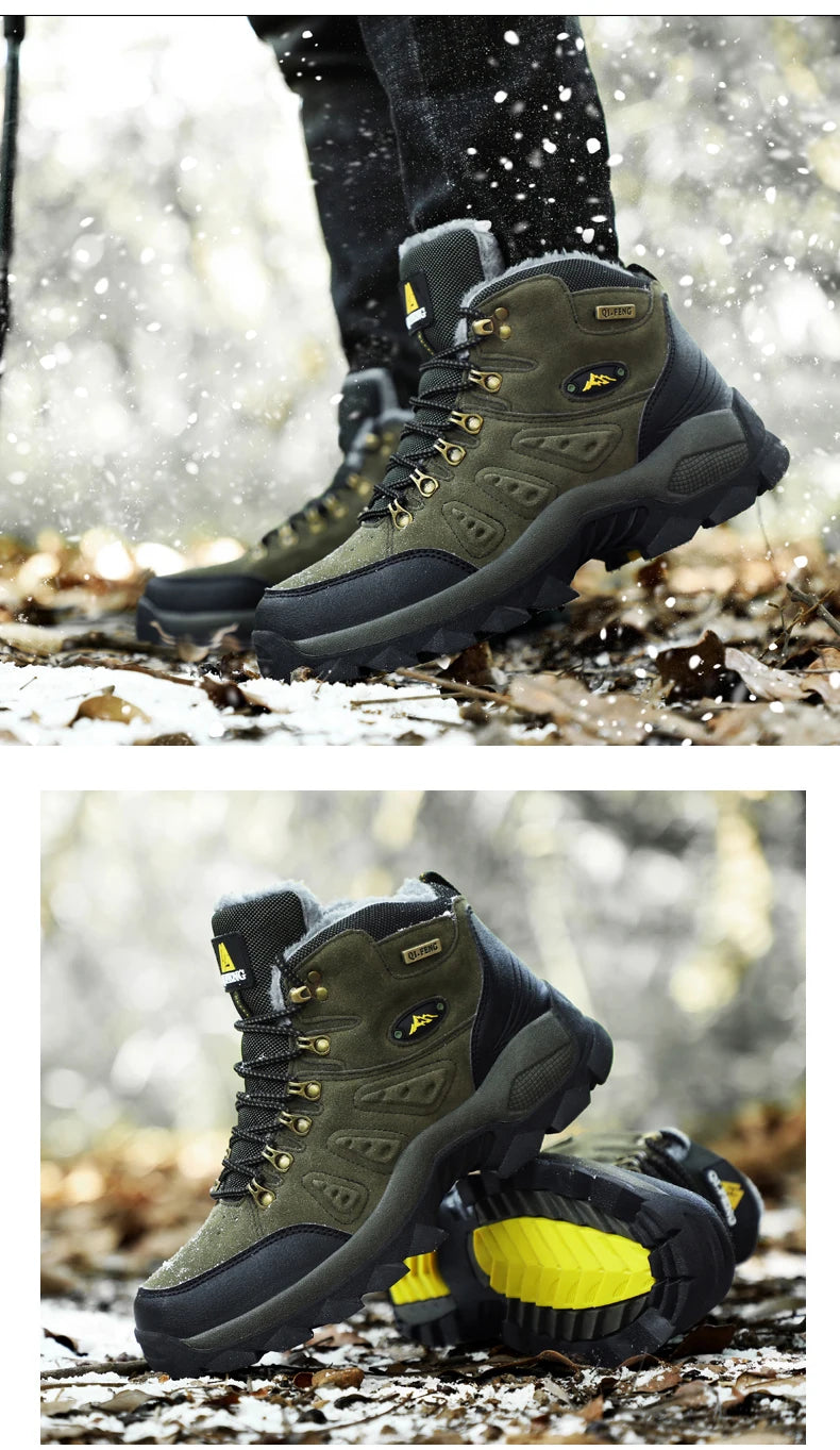 Large Size 48 Hiking Boots Men Summer Winter Outdoor Warm Fur Non Slip Fashion Women Footwear Boys Outdoor Work Ankle Boot Fall