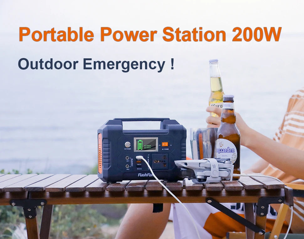 FF Flashfish 230V Portable Power Station 200W Solar Generator 151WH AC Outdoor Emergency Supply Battery Camping TV Drone Laptop