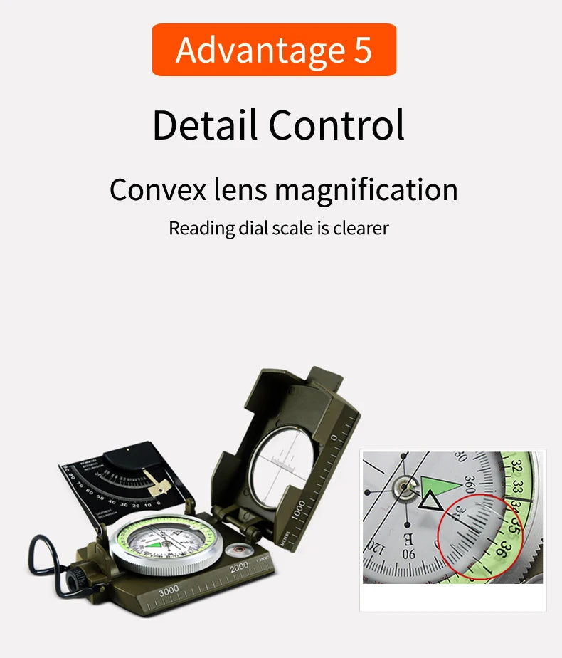 Mulitifunctional Outdoor Survival Military Compass Camping Waterproof Geological Compass Digital Navigation Equipment