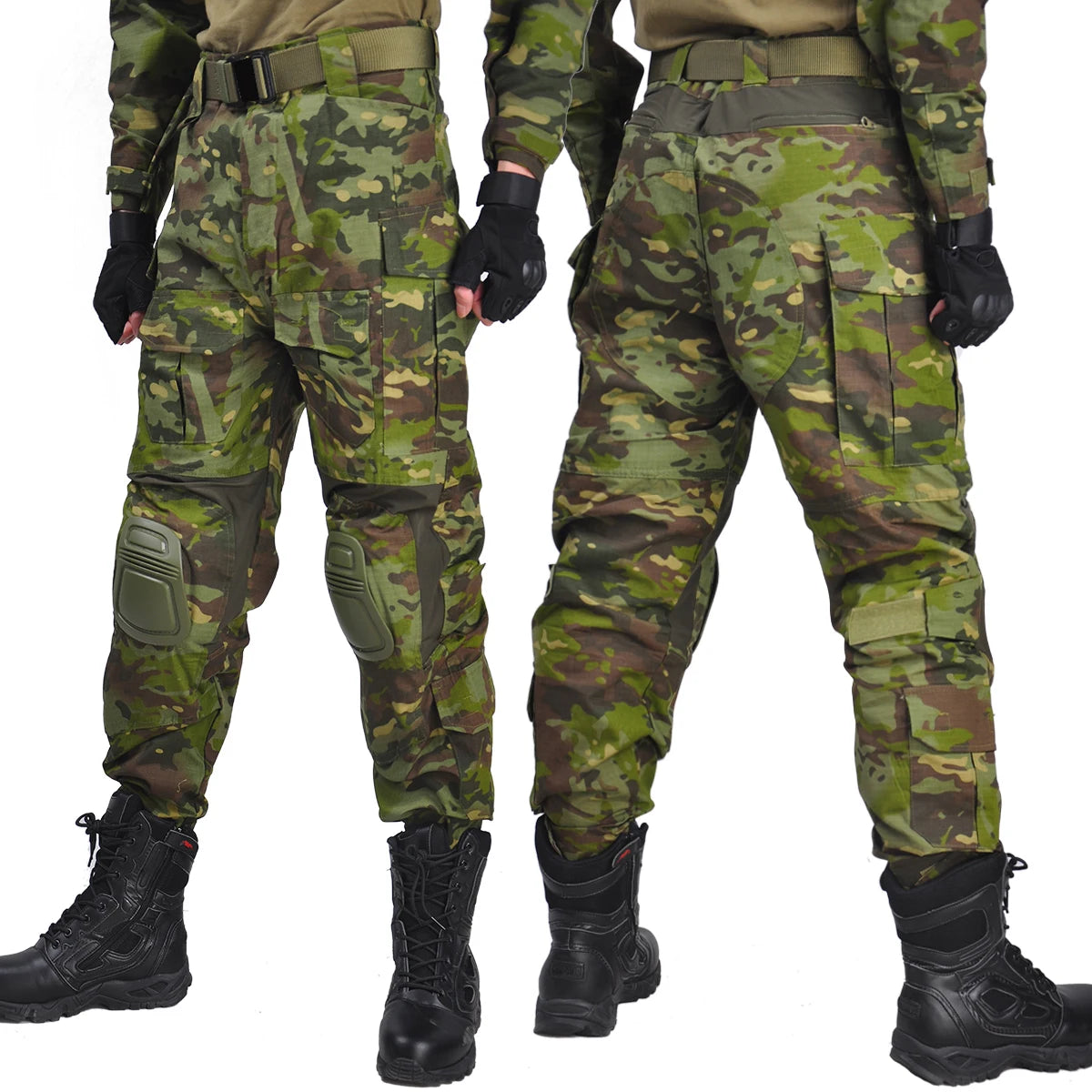 HAN WILD Cotton Pant Combat Pants Knee Pads Tactical Pants Green Camo Pant Men Clothing Airsoft Hunting Climbing Clothes Ripstop