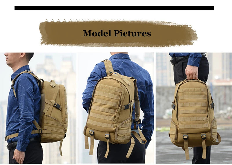 Military Tactical Backpack 900D Oxford Men's Outdoor Camping Mountaineering Water Release Sports Backpack Hunting Molle Bag