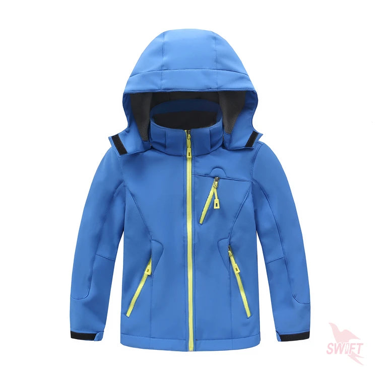 2 Pcs Outdoor Waterproof Kids Softshell Hiking Clothing Boys Girls Winter Fleece Jacket+Pants Skiing Camping Trekking Sport Suit