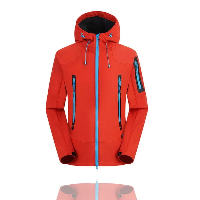 NUONEKO Softshell Jacket Mens Windproof Jackets Male Soft Shell Windbreaker Skiing Hiking Trekking Thick Fleece Warm Coats JM05