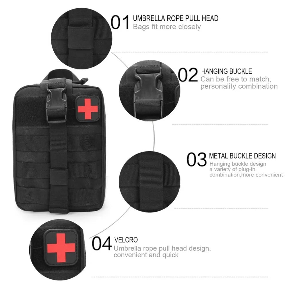 Outdoor Waist Pack Camping Climbing Bag Black Emergency Case Outdoor Water First Aid Kits Travel Oxford Cloth