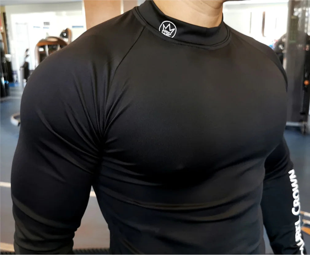 Fitness T-shirt Men Long Sleeve Training Shirts Running Compression Skinny Tops Muscle Workout Clothing