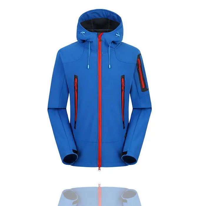 NUONEKO Softshell Jacket Mens Windproof Jackets Male Soft Shell Windbreaker Skiing Hiking Trekking Thick Fleece Warm Coats JM05