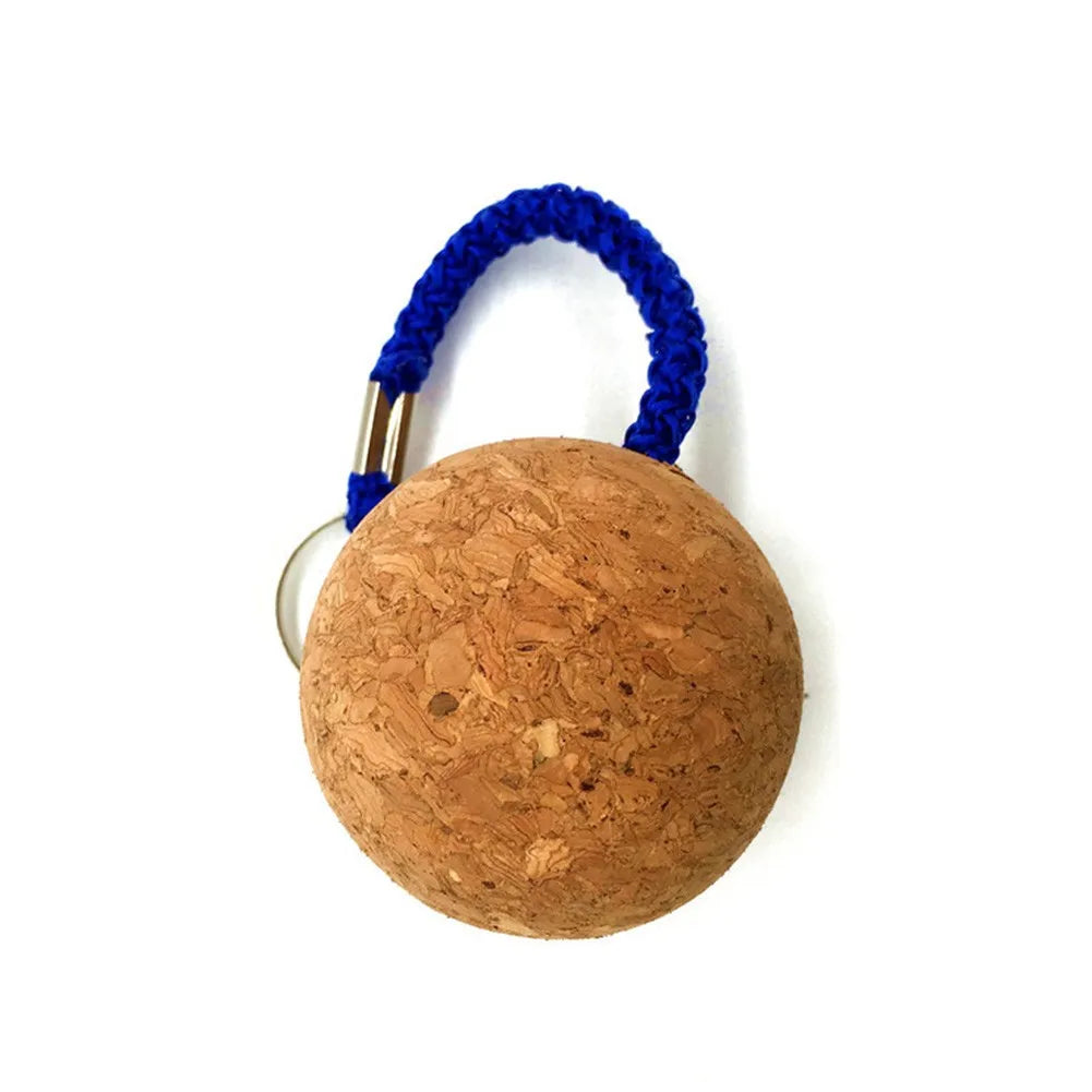 2Pcs 50mm Floating Cork Ball Key Ring Sailing Boat Float Buoyant Rope Ultraweight Wooden Keychain Keyring Kayak Accessories