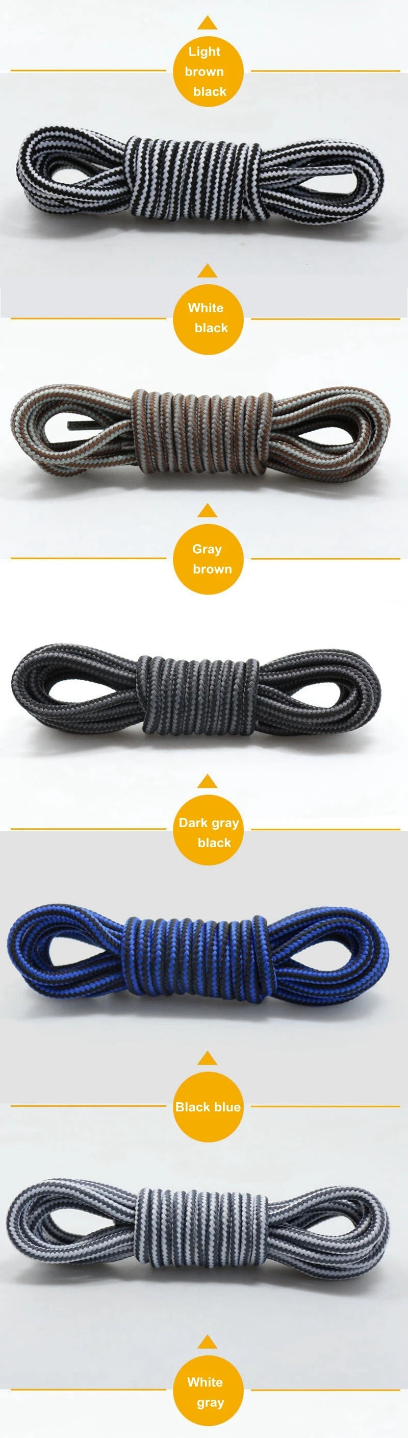 1Pair Round Shoe Laces For Sneakers Striped Double Color Fashion Shoelaces Outdoor Hiking And Leisure Sports Shoelace Shoestring