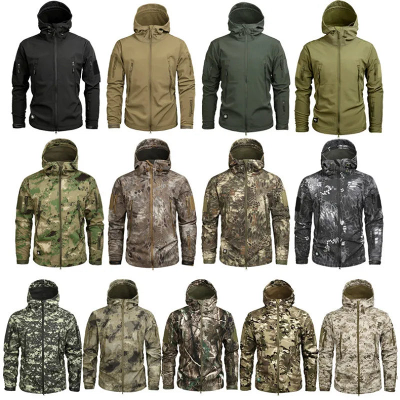 Hiking Jackets Men Camouflage Tactical Jacket Autumn Winter Shark Skin Soft Shell Waterproof Jacket Windbreaker