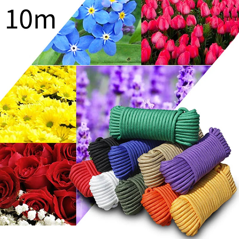 10M 8mm Braided Nylon Polypropylene Rope Strong PP Climbing Boat Yacht Sailing Pulley Clothes Line DIY Craft Decoration 10 Color