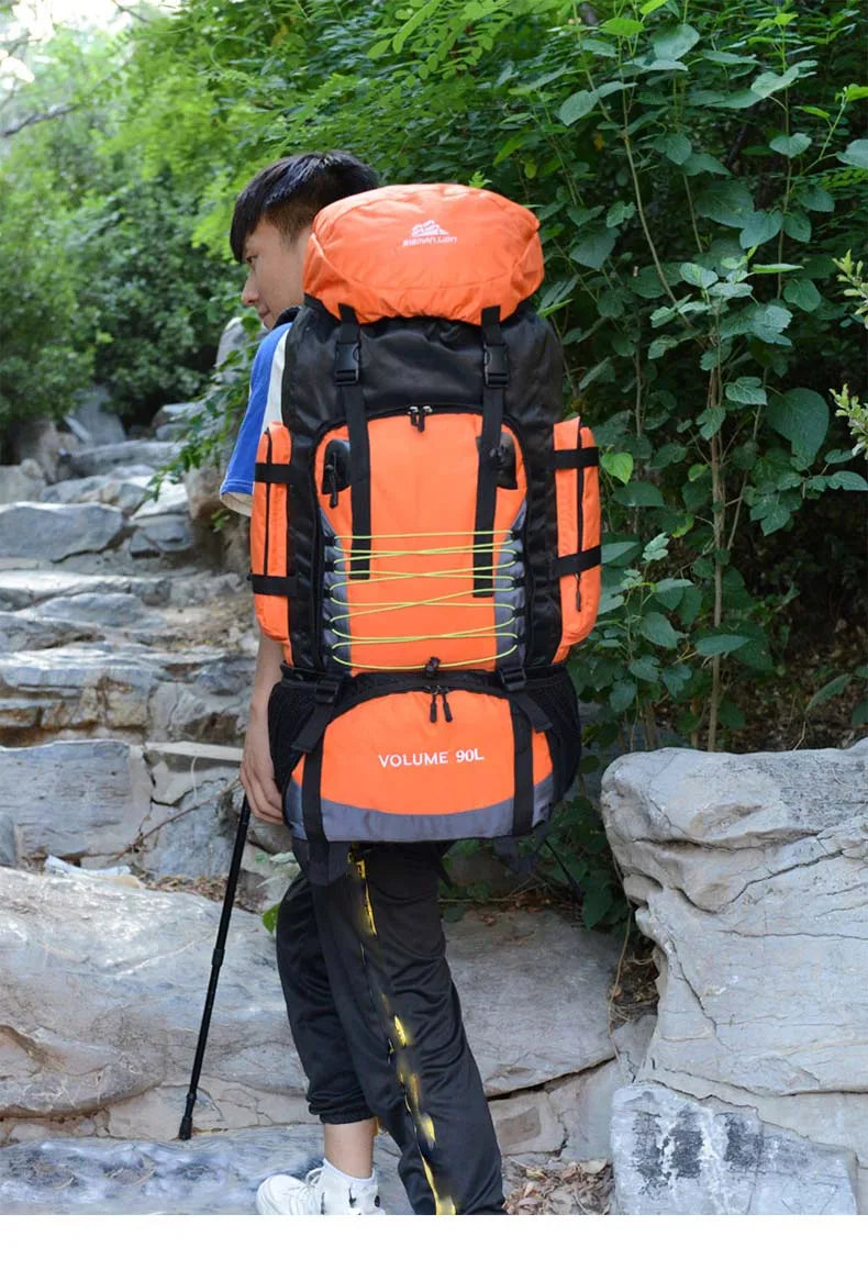 90L Travel Bag Camping Backpack Hiking Climbing Bags Mountaineering Large Capacity Sport Bag Outdoor Men Luggage Rucksack Molle