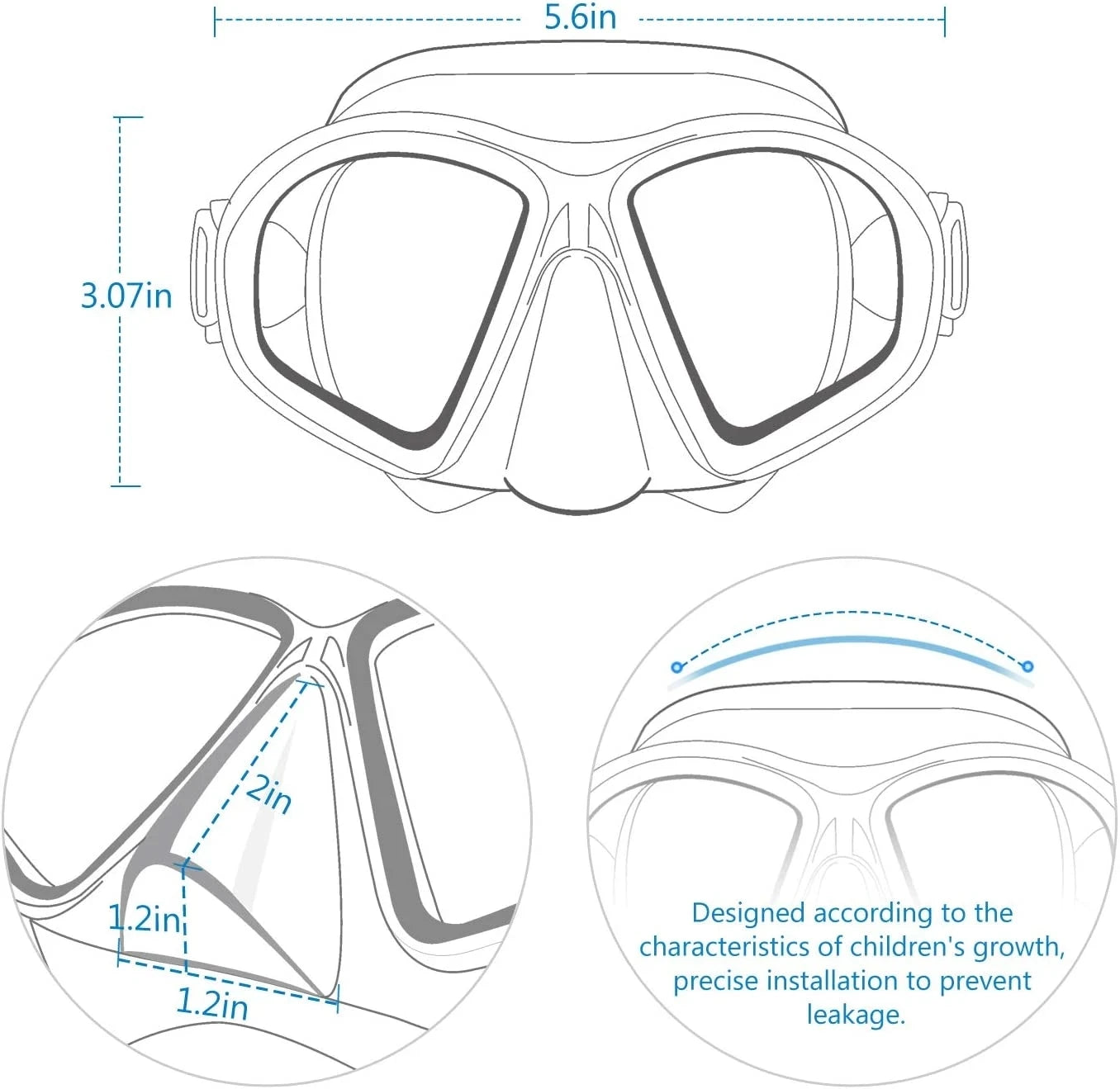 Mirror Lens Snorkeling Mask Professional Scuba Diving Set Anti-Fog Goggles Glasses Swimming Fishing Pool Equipment