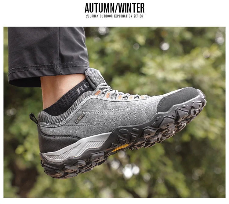 Humtto Outdoor Walking Sneakers for Men Leather Hiking Shoes Climbing Sport Women Men's Shoes Trekking Hunting Female Mens Shoes