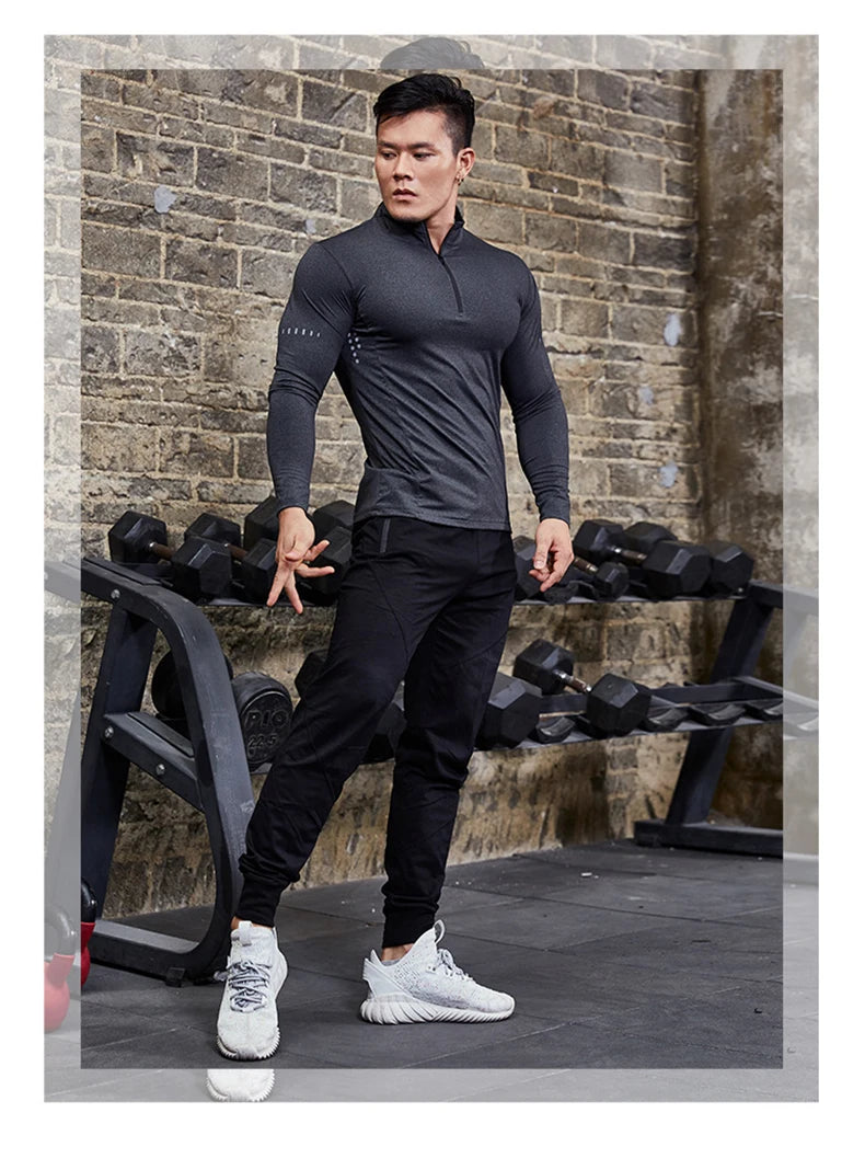 Plus Size Men Compression Sport T-Shirt Top Long Sleeve Gym Running Clothing Fitness Tight Sportswear Hiking Rashgard Sweatshirt