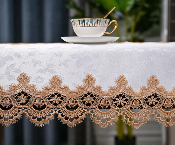 Oval Table Cloth White Embroidered Fold Tea Table Juppe Dining Table Cover Tablecloth Table Home Lace Art Dust Cover Chair Cover