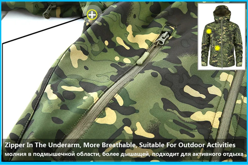 Hiking Jackets Men Camouflage Tactical Jacket Autumn Winter Shark Skin Soft Shell Waterproof Jacket Windbreaker