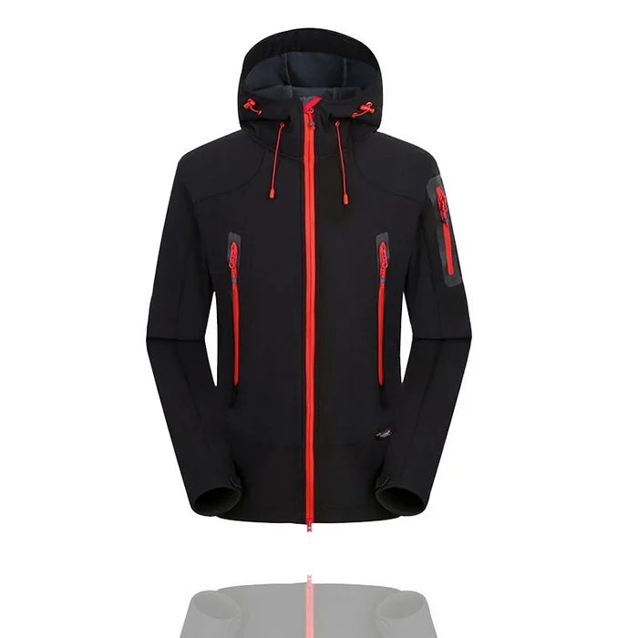 NUONEKO Softshell Jacket Mens Windproof Jackets Male Soft Shell Windbreaker Skiing Hiking Trekking Thick Fleece Warm Coats JM05