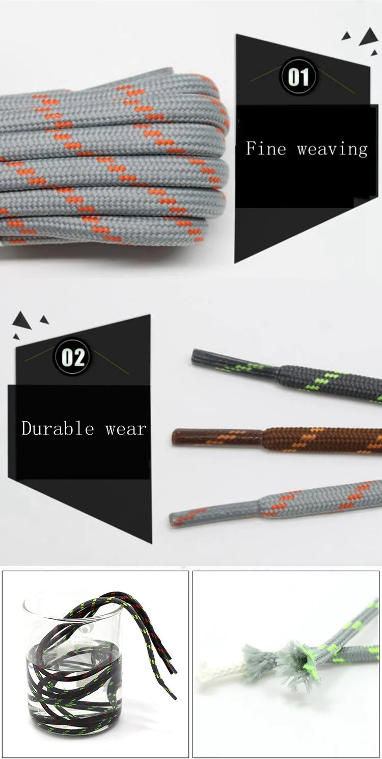 1Pair outdoor sport round shoelaces for boots hiking slip rope shoe laces sneakers shoelace strings100/120/140/160CM 19 Colors