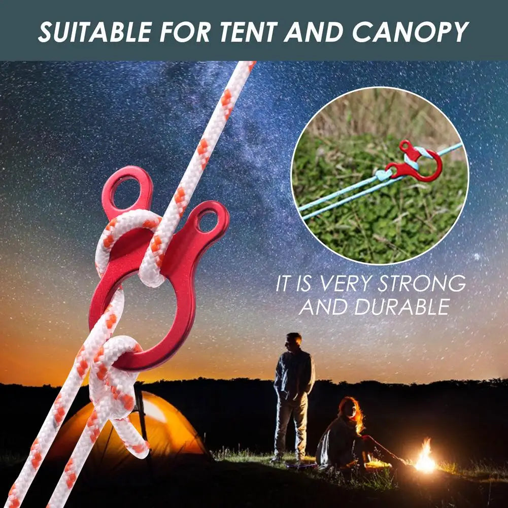 10Pcs Aluminum Alloy Rope Tensioner Camping Tent Guy Line Cord Adjuster Windproof Rope Buckle For Hiking Backpacking Picnic