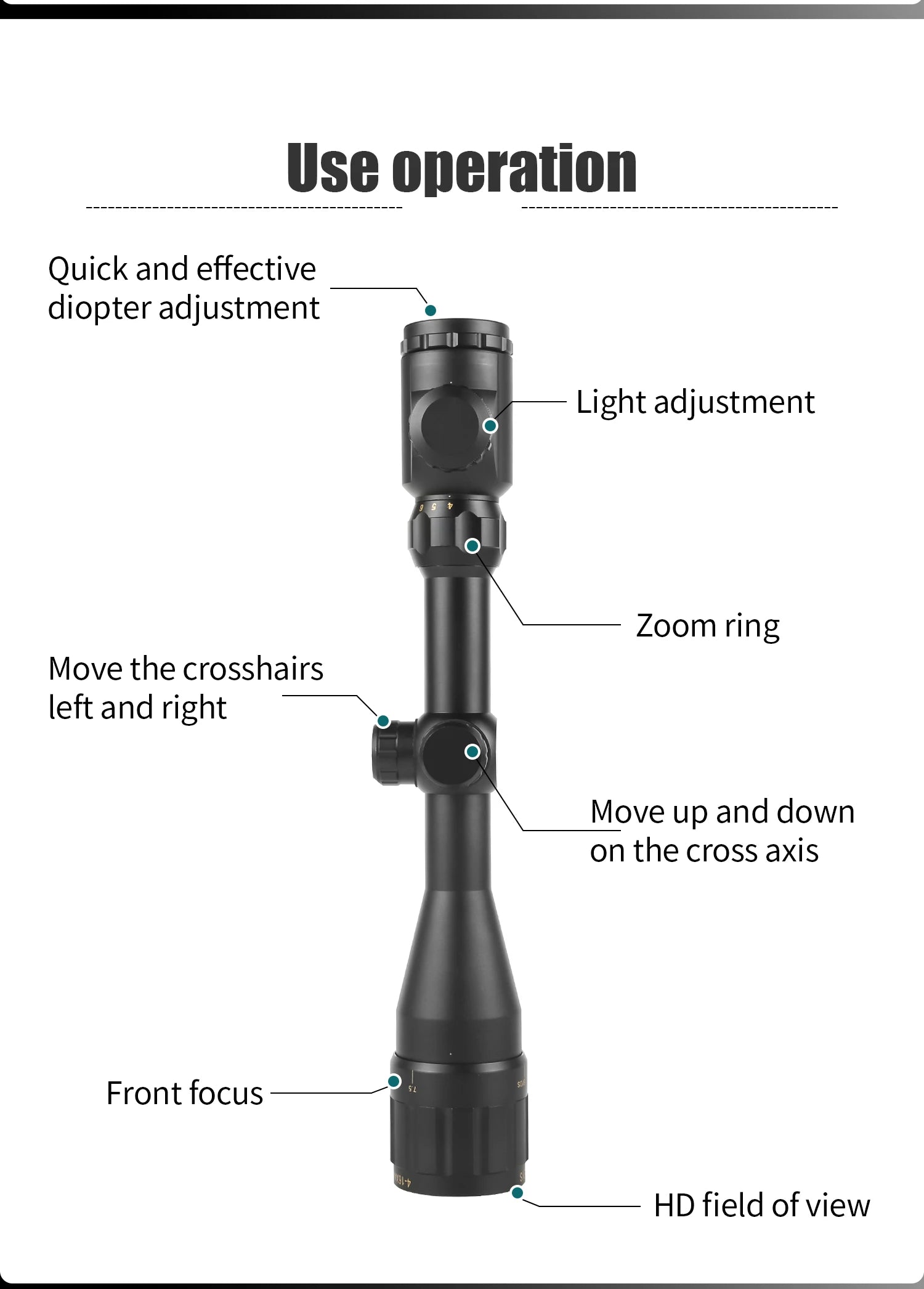 MARCH S4-16X44AOE Tactical Riflescopes Spotting Rifle Scope for Hunting Optical Collimator Air Gun Sight  Red Green Illumination