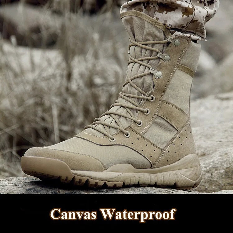 Summer Combat Boot Men Women Climbing Training Lightweight Waterproof Tactical Boots Outdoor Hiking Breathable Mesh Shoes