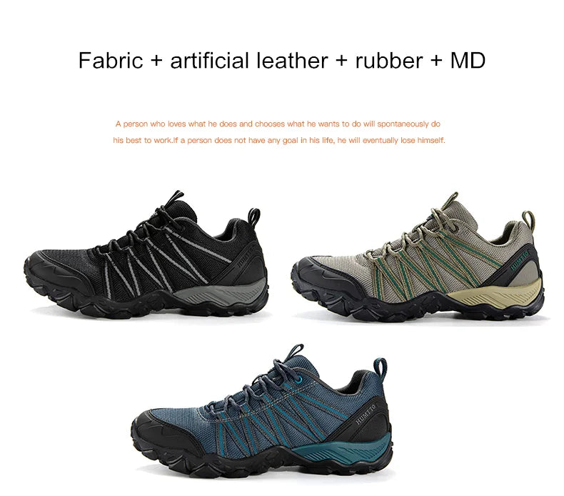 HUMTTO Brand Clearance Summer Hiking Shoes for Men 2021 Breathable Leather Hunting Trekking Climbing Shoes Mens Outdoor Sneakers