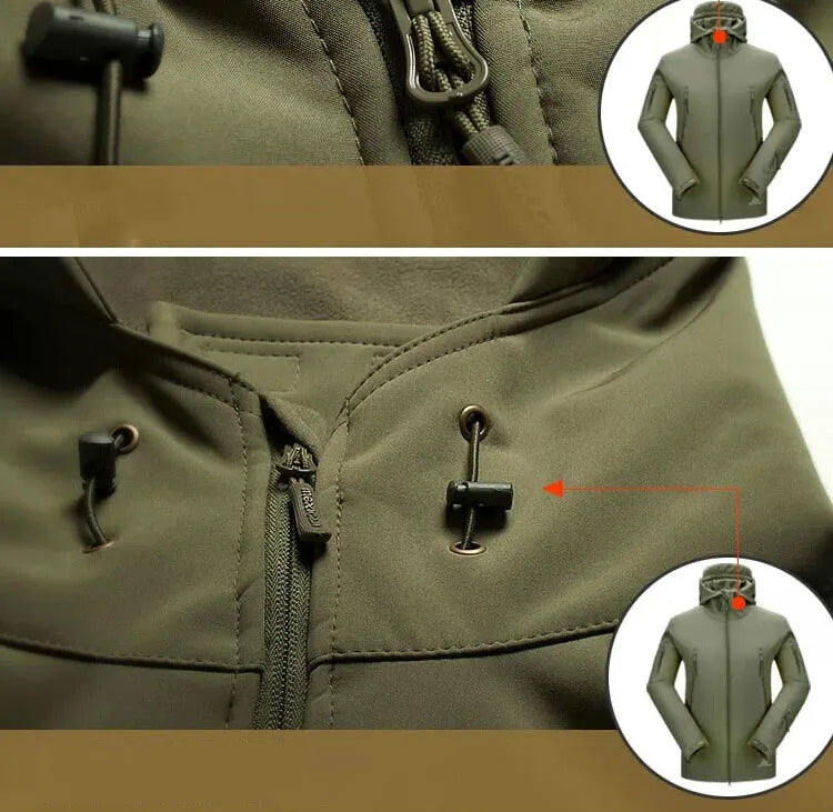 Shark Skin Soft Shell Tactical Military Jacket Men Multiple Pockets Windproof Waterproof Hooded Coats Male Combat Bomber Jackets