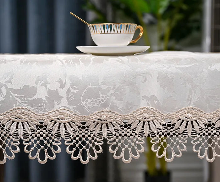 Oval Table Cloth White Embroidered Fold Tea Table Juppe Dining Table Cover Tablecloth Table Home Lace Art Dust Cover Chair Cover