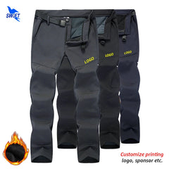 Winter Thicken Fleece Thremal Hiking Pants Men Softshell Trousers Kids Boy Outdoor Waterproof Trekking Skiing Clothing Customize