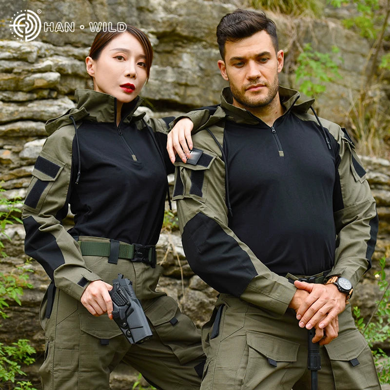 HAN WILD Tactical Pants with Pads Multiple Pockets Urban Hiking Climbing Trousers Men Clothing Cargo Pants 3XL Rip-stop Cloth