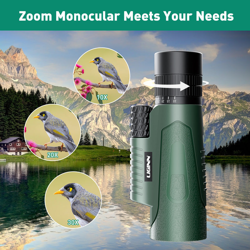 10-30x50 Zoom Telescope Astronomical Hunting Monocular Camping Equipment HD Spotting Scope with Phone Adapter Tripod