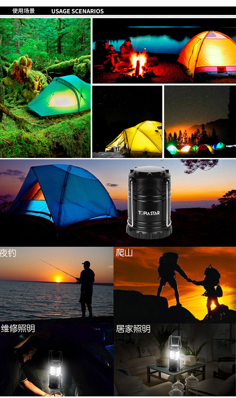 Mini 3*COB Tent Lamp LED Portable Lantern TelescopicTorch Camping Lamp Waterproof Emergency Light Powered By 3*AAA Working Light