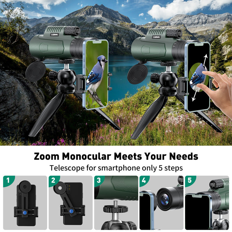 10-30x50 Zoom Telescope Astronomical Hunting Monocular Camping Equipment HD Spotting Scope with Phone Adapter Tripod