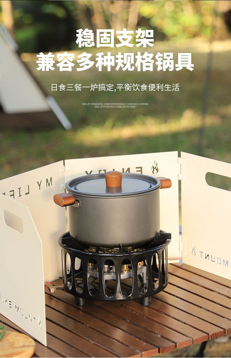 19800W 7 Core Strong Fire Power Camping Stove Portable Tourist Gas Burner Windproof Outdoor Stoves Hiking BBQ Cooking Cookware