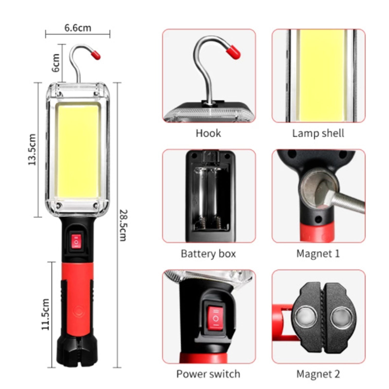 Powerful Portable Led Work Light 700lm Waterproof Usb Rechargeable Cob Flashlight Camping Lantern With Hook Dropship