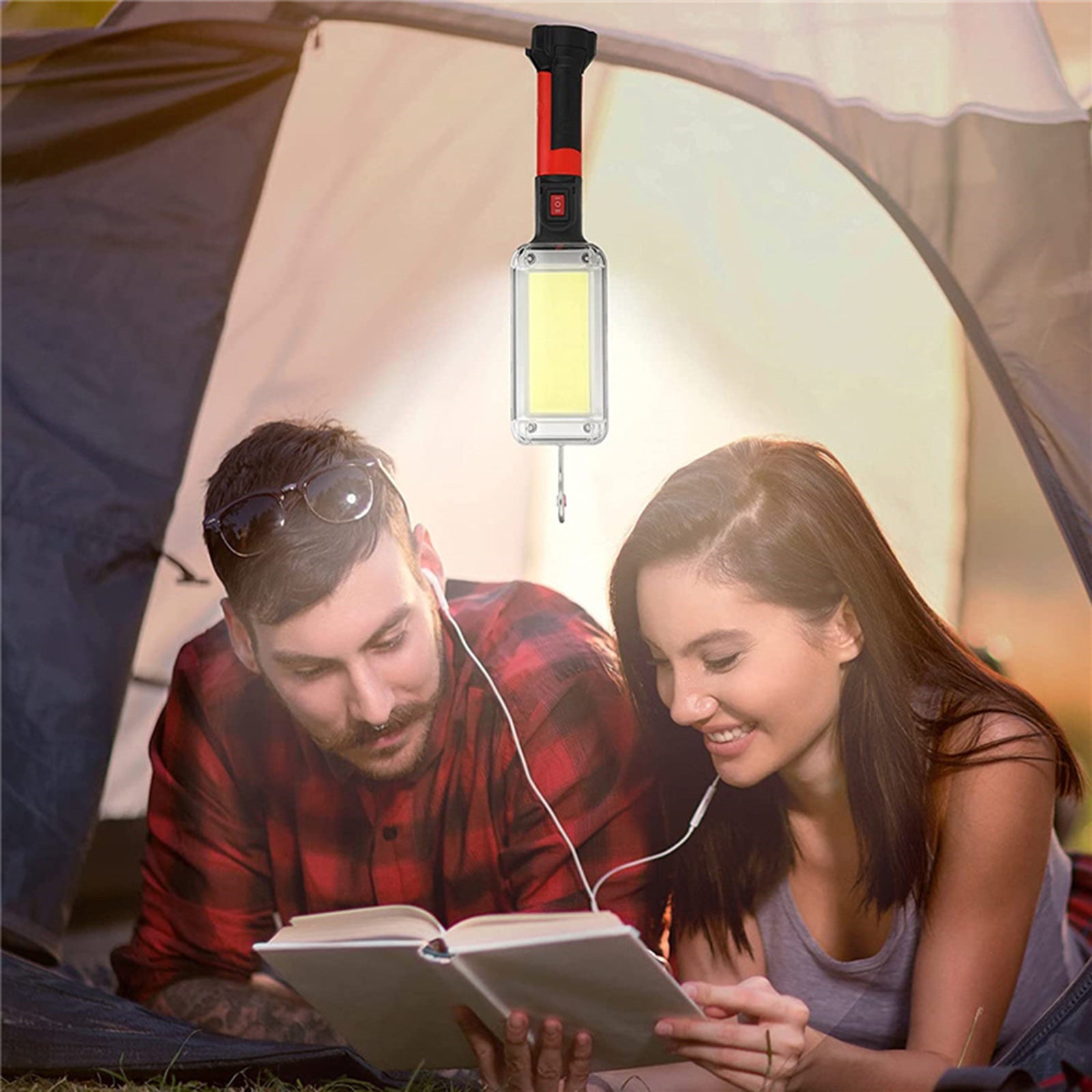 Powerful Portable Led Work Light 700lm Waterproof Usb Rechargeable Cob Flashlight Camping Lantern With Hook Dropship