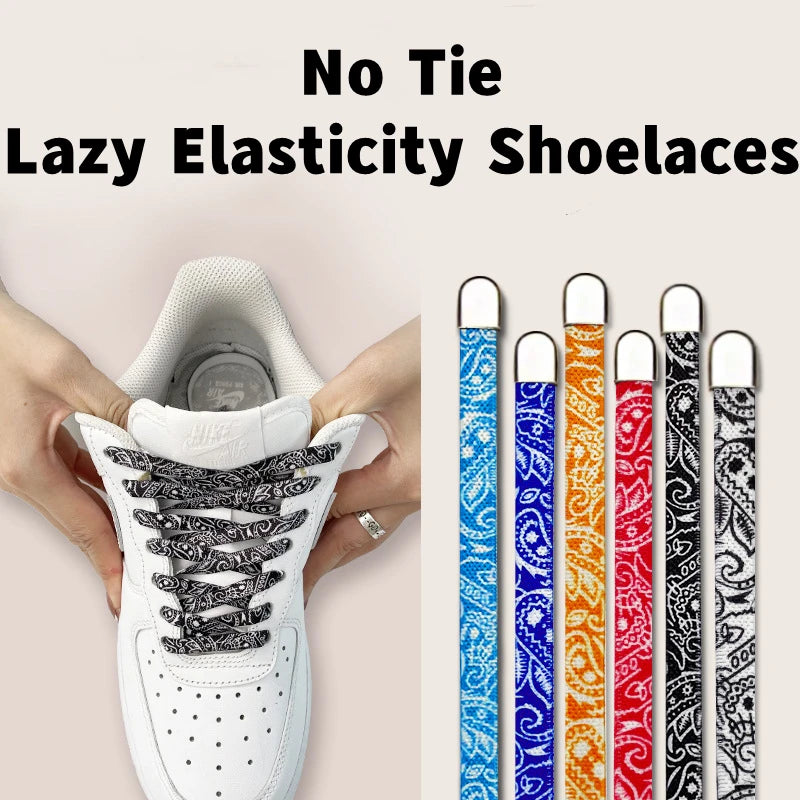 Colorful No Tie Flat Hiking Running Shoe Lace Elastic Shoelaces Outdoor Sneakers Quick Safety Flat Shoelace Kids Adult Lazy Lace