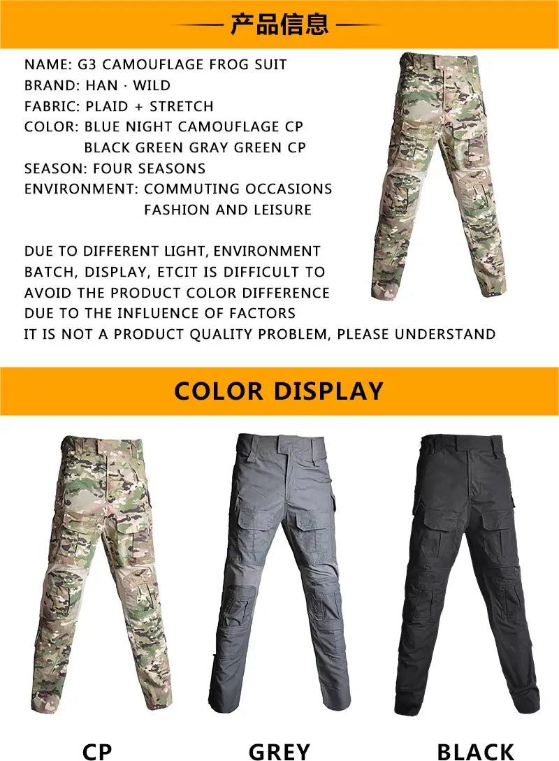 HAN WILD G3 Pants Combat Pants Softair Climb Trousers Men Clothing Sport CP Hiking Fishing Hunting Equipment Cargo Pants Tops