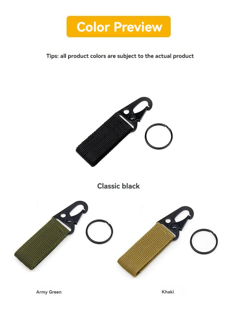 2pcs Tactical Hanging Buckle Molle Nylon Webbing Carabiner Belt Triangle Keychain for Outdoor Climbing Camping Tool Accessory