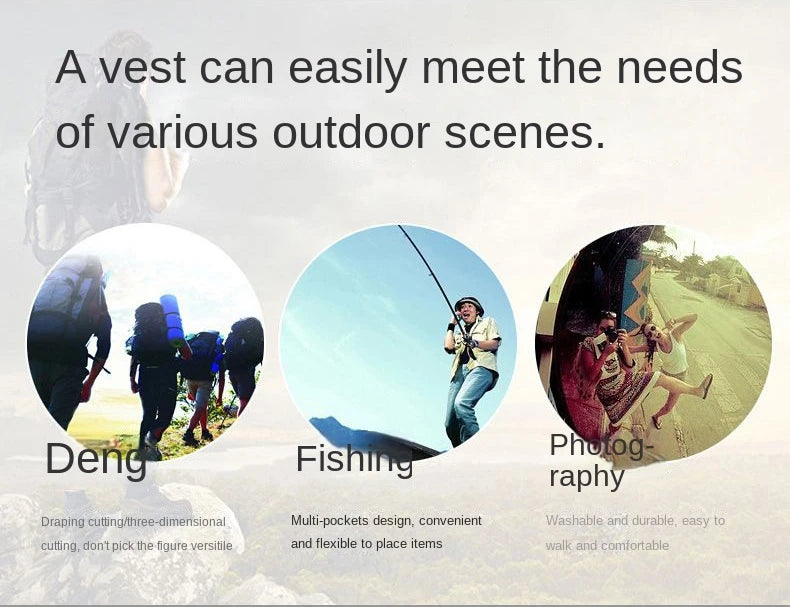 Men's Thin Tooling Loose Quick Drying Vest Men's Outdoor Sports Coat Multi Pocket Stand Collar Vest Spring Camping Fishing Vest