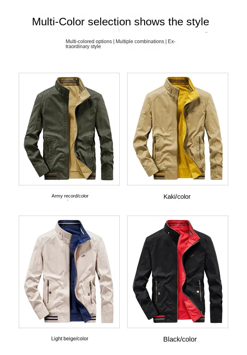 Men's Bomber Jackets Business Casual Coat Loose Large Size Clothing Sport Stand Collar Double Sided Jackets Jackets Tactical